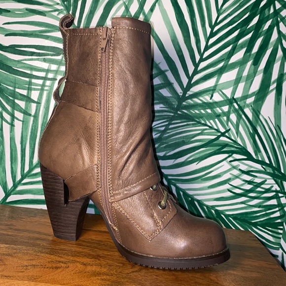 Miz Mooz Sasha Brown Leather Faux Fur Lined Boots Women’s 8 - Picture 8 of 11